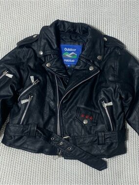 Kids' Black Faux Leather Biker Jacket